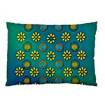 Yellow And Blue Proud Blooming Flowers Pillow Case (Two Sides)
