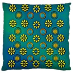 Yellow And Blue Proud Blooming Flowers Large Cushion Case (One Side)