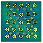 Yellow And Blue Proud Blooming Flowers Large Satin Scarf (Square)