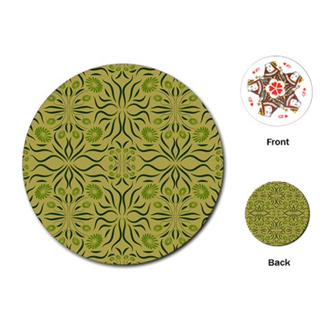 Floral folk damask pattern Fantasy flowers  Playing Cards Single Design (Round) from ArtsNow.com Front