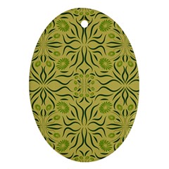 Floral folk damask pattern Fantasy flowers  Oval Ornament (Two Sides) from ArtsNow.com Back