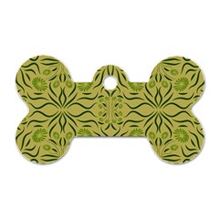 Floral folk damask pattern Fantasy flowers  Dog Tag Bone (Two Sides) from ArtsNow.com Front
