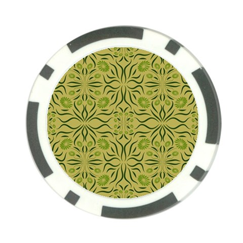 Floral folk damask pattern Fantasy flowers  Poker Chip Card Guard from ArtsNow.com Front