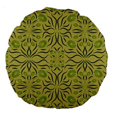 Floral folk damask pattern Fantasy flowers  Large 18  Premium Round Cushions from ArtsNow.com Back