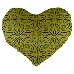 Floral folk damask pattern Fantasy flowers  Large 19  Premium Heart Shape Cushions from ArtsNow.com Back