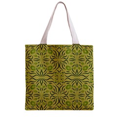 Floral folk damask pattern Fantasy flowers  Zipper Grocery Tote Bag from ArtsNow.com Front