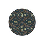 Folk flowers print Floral pattern Ethnic art Rubber Round Coaster (4 pack)