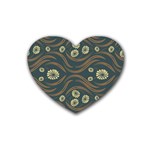 Folk flowers print Floral pattern Ethnic art Rubber Coaster (Heart)