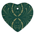 Floral folk damask pattern Fantasy flowers  Heart Ornament (Two Sides)