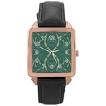 Floral folk damask pattern Fantasy flowers  Rose Gold Leather Watch 