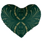 Floral folk damask pattern Fantasy flowers  Large 19  Premium Flano Heart Shape Cushions