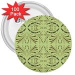 Floral folk damask pattern Fantasy flowers  3  Buttons (100 pack) 