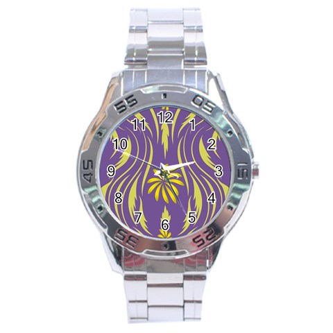 Folk flowers print Floral pattern Ethnic art Stainless Steel Analogue Watch from ArtsNow.com Front