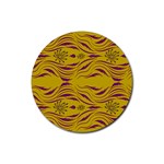  Folk flowers print Floral pattern Ethnic art Rubber Coaster (Round)