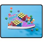 Floating-cubes-on-blue Backgrounderaser 20220422 203144521 Backgrounderaser 20220422 203216276 Fleece Blanket (Medium) 