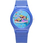 Floating-cubes-on-blue Backgrounderaser 20220422 203144521 Backgrounderaser 20220422 203216276 Round Plastic Sport Watch (S)