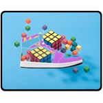 Floating-cubes-on-blue Backgrounderaser 20220422 203144521 Backgrounderaser 20220422 203216276 Double Sided Fleece Blanket (Medium) 