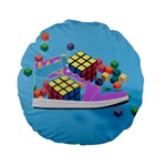 Floating-cubes-on-blue Backgrounderaser 20220422 203144521 Backgrounderaser 20220422 203216276 Standard 15  Premium Flano Round Cushions