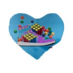 Floating-cubes-on-blue Backgrounderaser 20220422 203144521 Backgrounderaser 20220422 203216276 Standard 16  Premium Flano Heart Shape Cushions