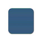 Horizontals (green, blue and violet) Rubber Coaster (Square)