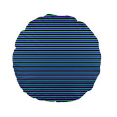 Horizontals (green, blue and violet) Standard 15  Premium Flano Round Cushions from ArtsNow.com Back