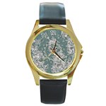 Seaweed Mandala Round Gold Metal Watch