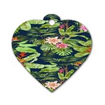 Flowers Pattern Dog Tag Heart (Two Sides)