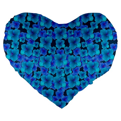 Blue In Bloom On Fauna A Joy For The Soul Decorative Large 19  Premium Flano Heart Shape Cushions from ArtsNow.com Front