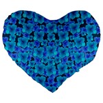 Blue In Bloom On Fauna A Joy For The Soul Decorative Large 19  Premium Flano Heart Shape Cushions
