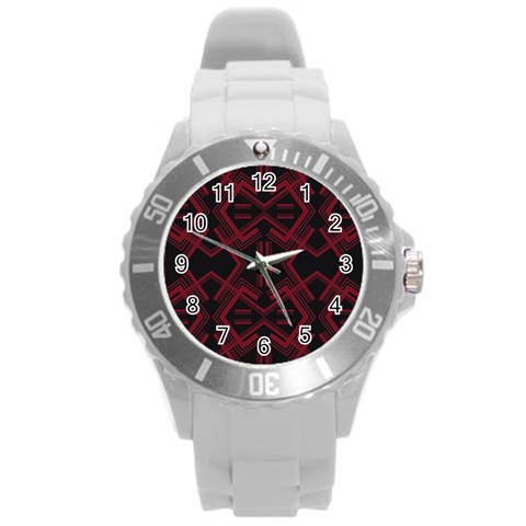 Abstract pattern geometric backgrounds   Round Plastic Sport Watch (L) from ArtsNow.com Front