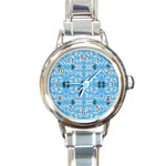 Folk flowers print Floral pattern Ethnic art Round Italian Charm Watch