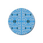 Folk flowers print Floral pattern Ethnic art Rubber Round Coaster (4 pack)