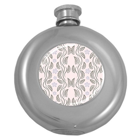 Folk flowers print Floral pattern Ethnic art Round Hip Flask (5 oz) from ArtsNow.com Front
