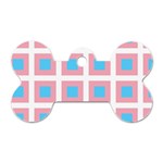 Trans Flag Squared Plaid Dog Tag Bone (One Side)