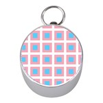 Trans Flag Squared Plaid Mini Silver Compasses