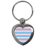 Trans Flag Stripes Key Chain (Heart)