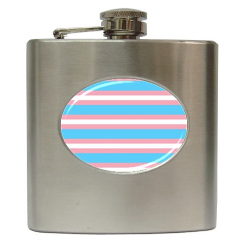 Trans Flag Stripes Hip Flask (6 oz) from ArtsNow.com Front