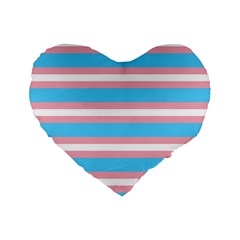 Trans Flag Stripes Standard 16  Premium Flano Heart Shape Cushions from ArtsNow.com Front