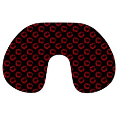 Red Lips Kiss Glitter Travel Neck Pillow from ArtsNow.com Back