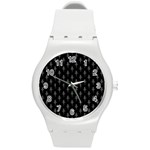 Sketchy Style Funny Skeletons Motif Drawing Round Plastic Sport Watch (M)