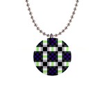 Agender Flag Plaid With Difference 1  Button Necklace