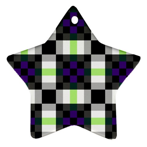 Agender Flag Plaid With Difference Star Ornament (Two Sides) from ArtsNow.com Front