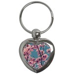 Colorful Floral Leaves Photo Key Chain (Heart)