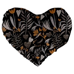 Plants And Hearts In Boho Style No. 2 Large 19  Premium Heart Shape Cushions from ArtsNow.com Front