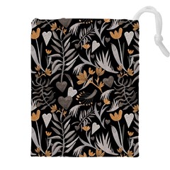 Plants And Hearts In Boho Style No. 2 Drawstring Pouch (4XL) from ArtsNow.com Front