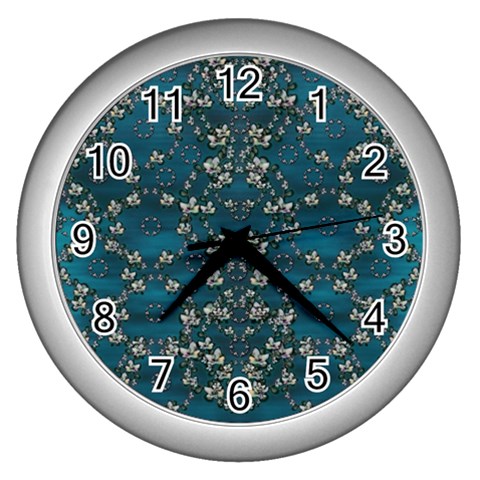 Waterlilies In The Calm Lake Of Beauty And Herbs Wall Clock (Silver) from ArtsNow.com Front