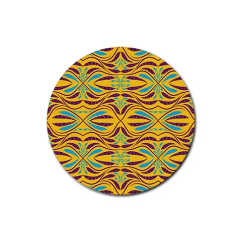 Folk flowers print Floral pattern Ethnic art Rubber Coaster (Round) from ArtsNow.com Front