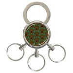 Artworks Pattern Leather Lady In Gold And Flowers 3-Ring Key Chain