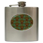 Artworks Pattern Leather Lady In Gold And Flowers Hip Flask (6 oz)