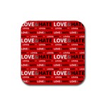 Love And Hate Typographic Design Pattern Rubber Coaster (Square)
